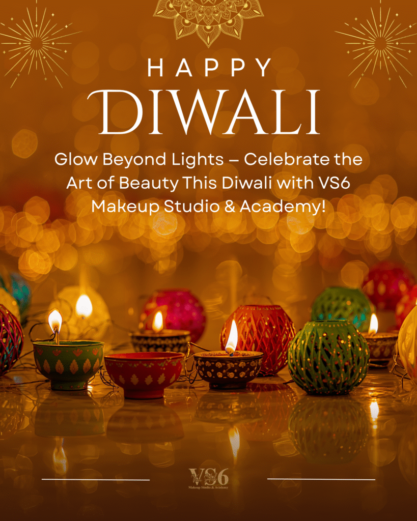 Children creating a beautiful Diwali rangoli with diyas — celebrating the Festival of Lights with joy, love, and creativity at VS6 Makeup Studio & Academy.