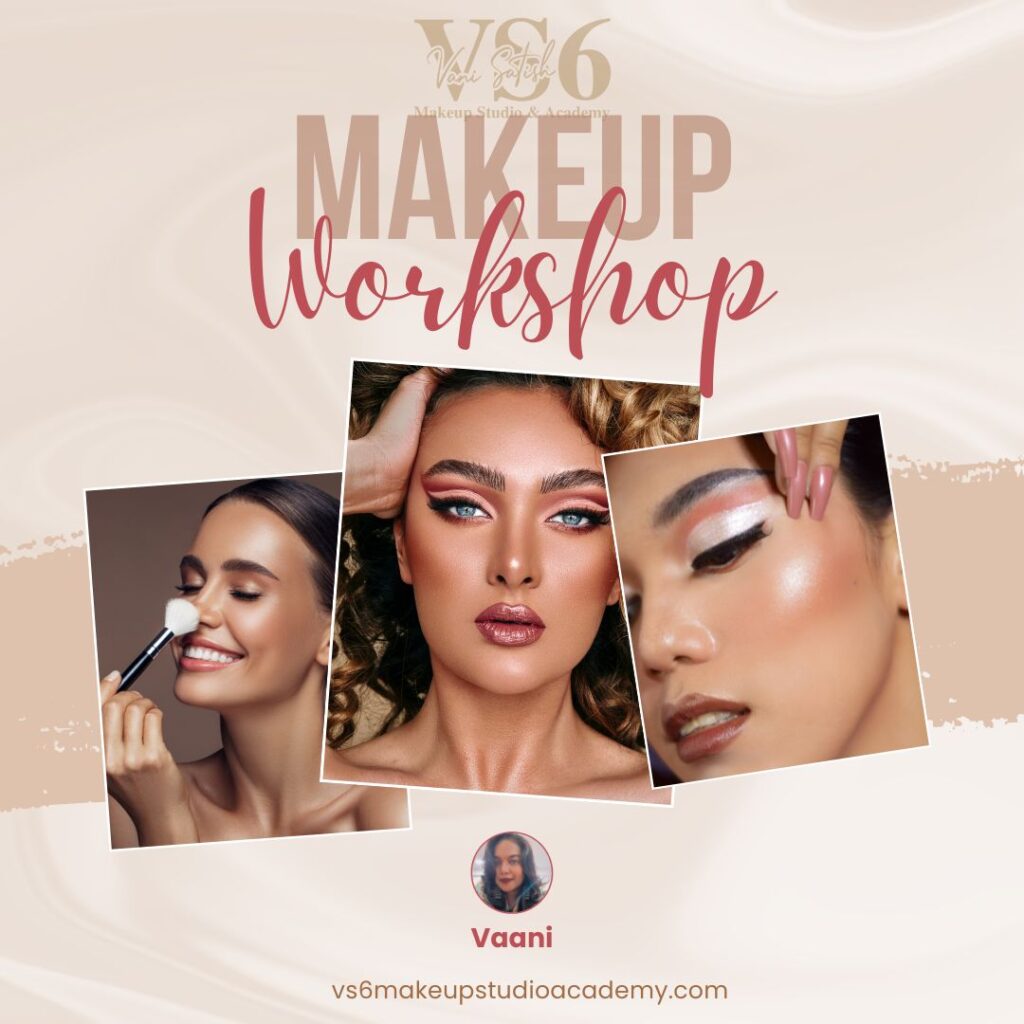 Professional makeup artist applying HD foundation for smooth, non-cakey skin – VS6 Makeup Studio & Academy Bangalore.