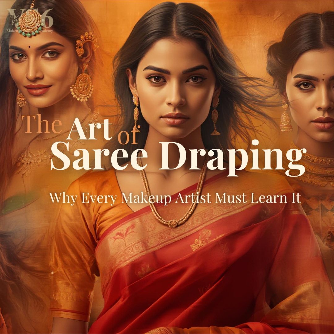Saree draping training in professional makeup courses in Bangalore