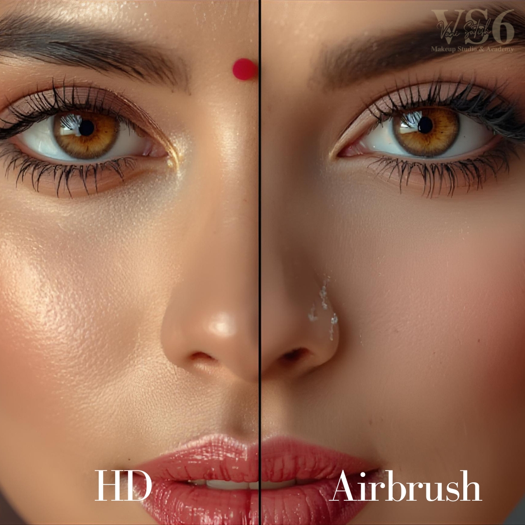 HD vs Airbrush makeup comparison by professional makeup artists in Bangalore