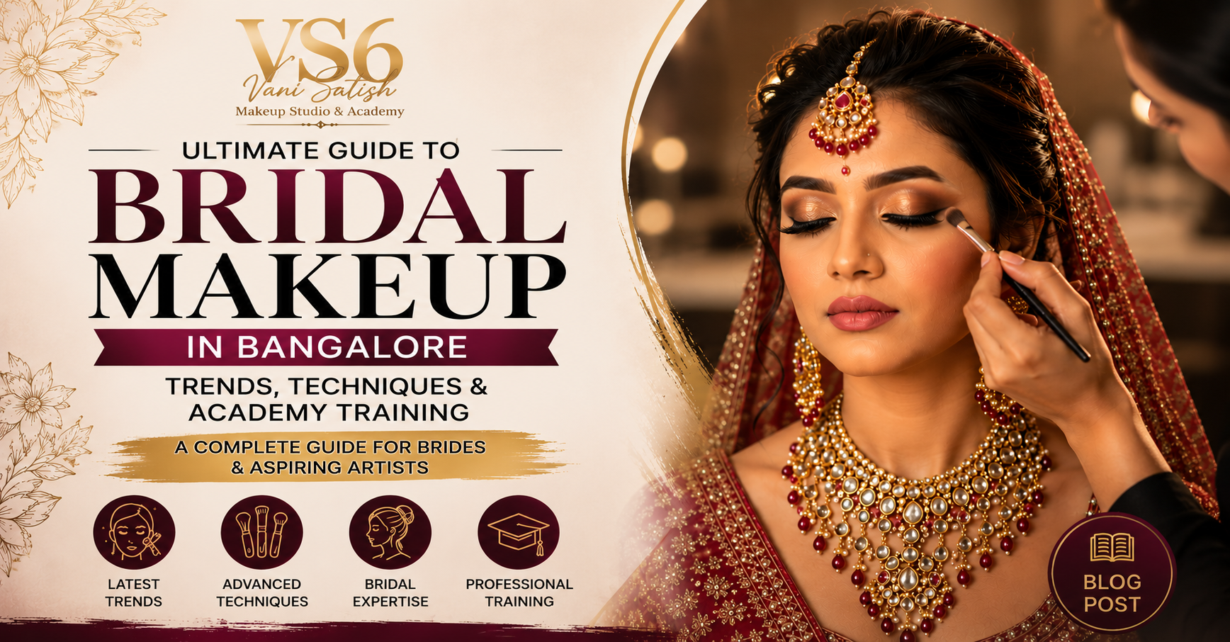 A South Indian bride receiving HD bridal makeup application and saree draping at VS6 Studio in Bangalore.